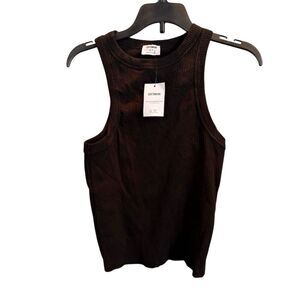 Cotton On Women's Brown Ribbed Knit Tank Top Size S Casual Sleeveless